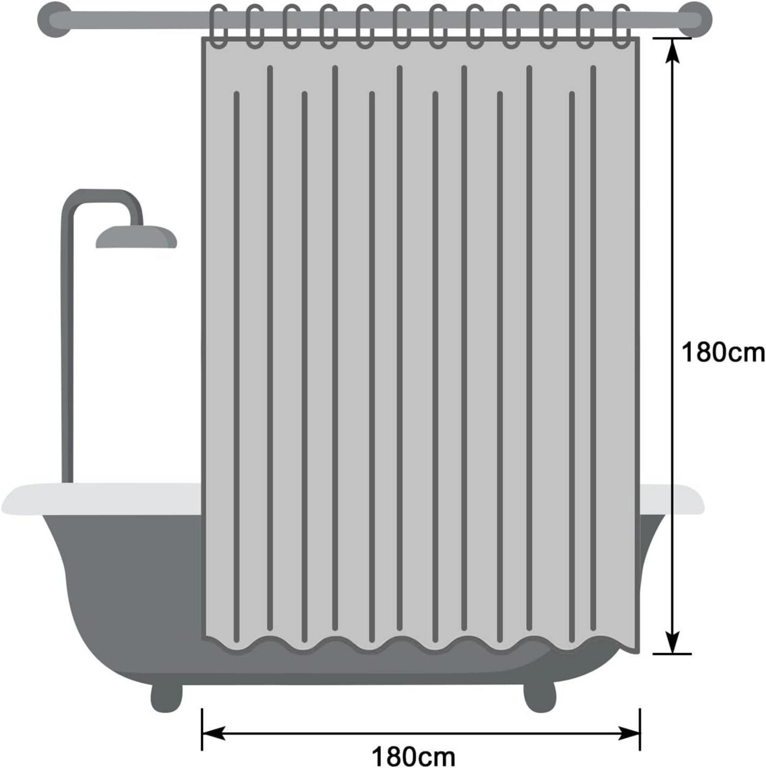 Duschvorhang 180x180 Dunkelgrau Waschbar Anti-Schimmel wasserdicht Schnell