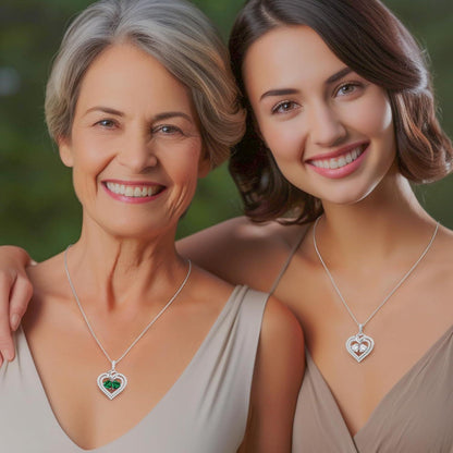 CDE Kette Damen Sterling Silber 925 Doppel Herz Geburtsstein Halsketten Valentinstag Muttertag Weihnachten