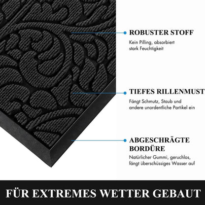 Waschbare Fußmatte rutschfest – 75x43 cm Schwarz