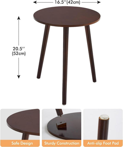 Runder Beistelltisch Holz Ø42x52cm Wohnzimmertisch Braun