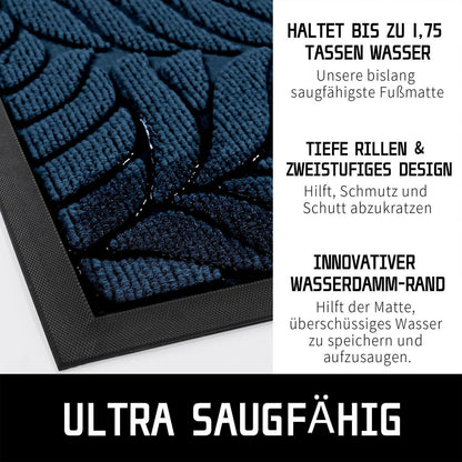 Rutschfeste Fußmatte 75x43 cm – Blau – Für drinnen & draußen