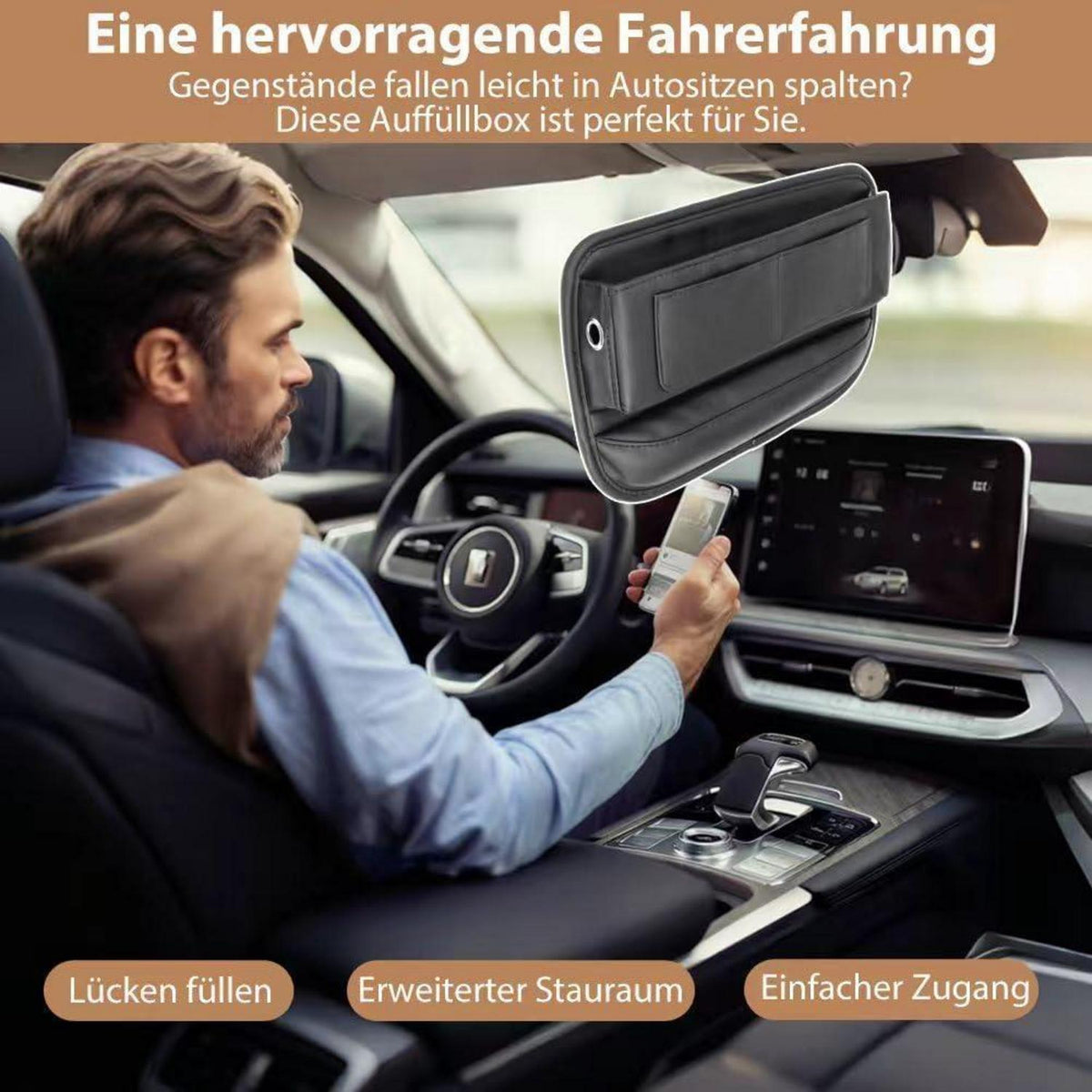 Autositz Organizer Lückenfüller für Handys & Co.