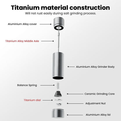Profi Salz Pfeffermühle Aluminium 12 Einstellungen - Nachfüllbar