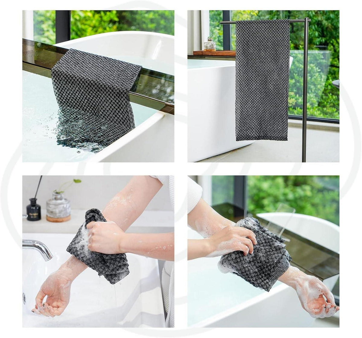 2er Pack Peelinghandschuh Rückenschrubber für Bad und Dusche