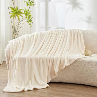 Kuscheldecke XXL 220x240 cm Creme Flanell Weich & Warm