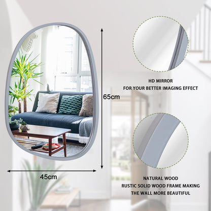 Asymmetrischer Wandspiegel Oval Grau Modern 65x45cm