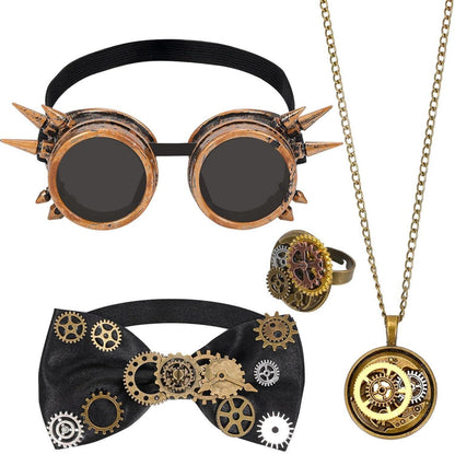Steampunk Herren Accessoires Set Halloween Karneval Ring Halskette