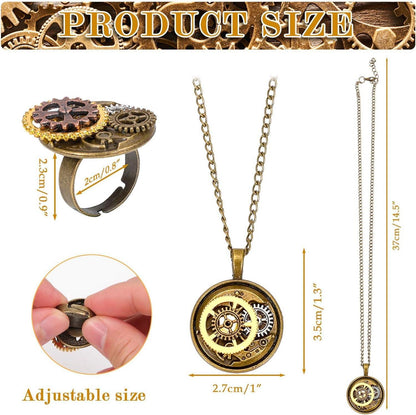 Steampunk Kostüm Herren Zubehör Set Zahnräder Halloween Karneval