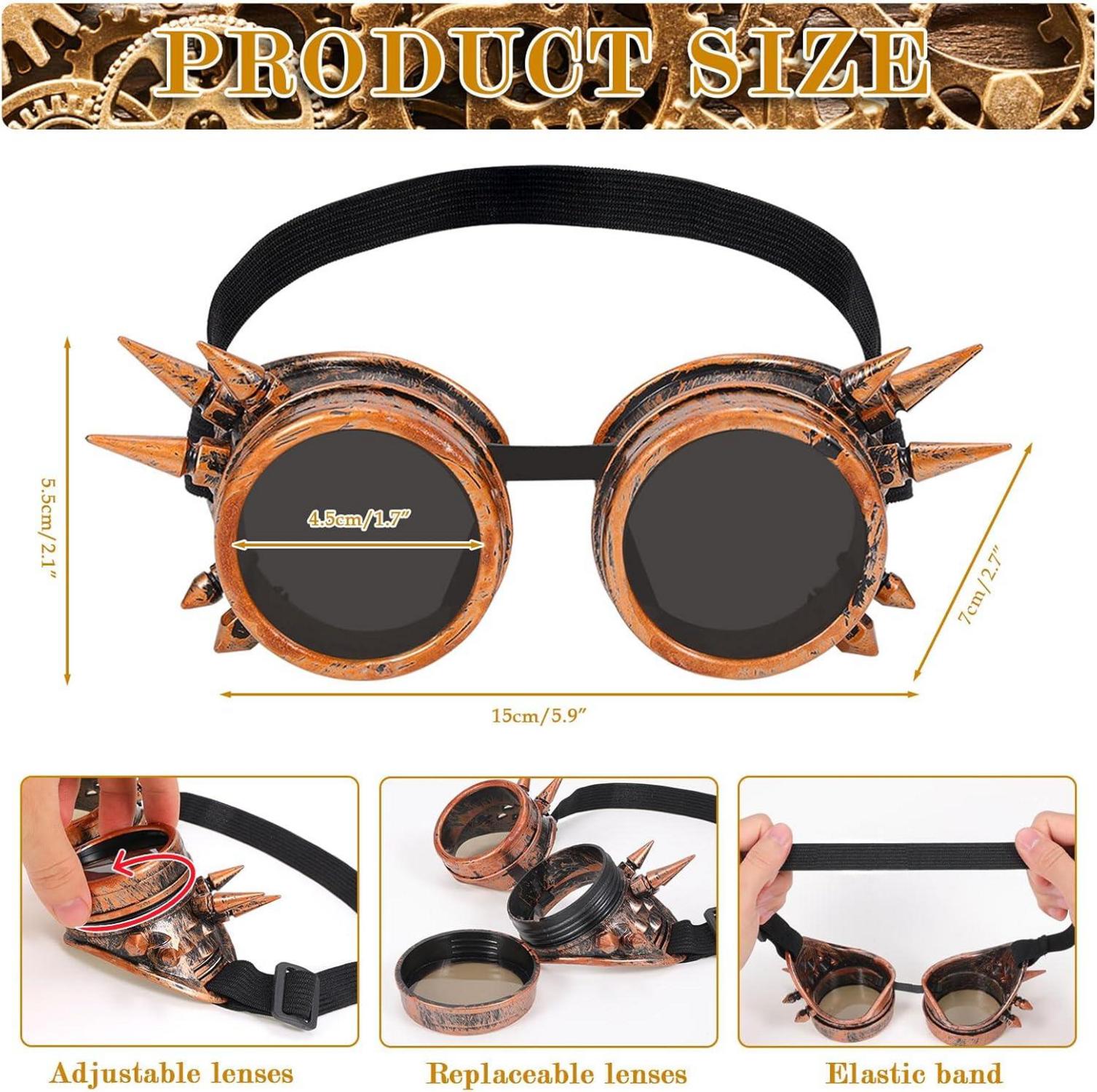 Steampunk Kostüm Herren Brille Fliege Halskette Ring Zahnräder Halloween