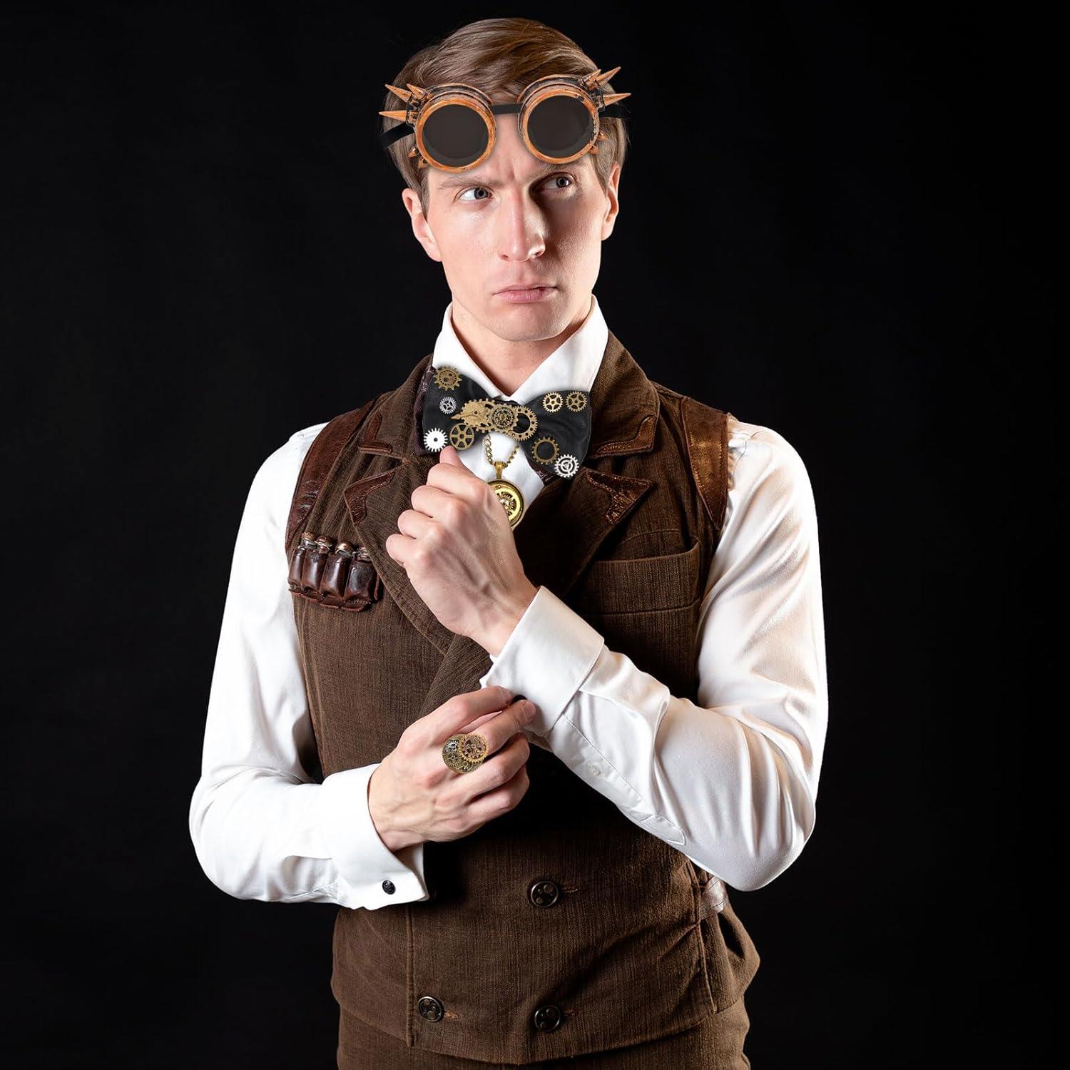 Steampunk Kostüm Herren Zubehör Set Zahnräder Halloween Karneval