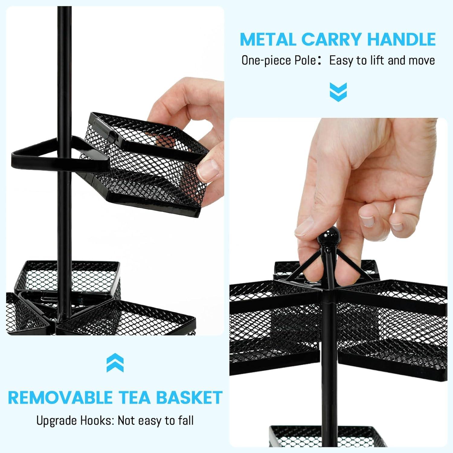 Metall Teebeutelhalter Drehbar Teebox 9 Fächer Schwarz 108 Tea Bag