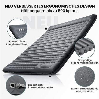 Isomatte Selbstaufblasend Doppel Ultraleicht 2 Personen 12CM