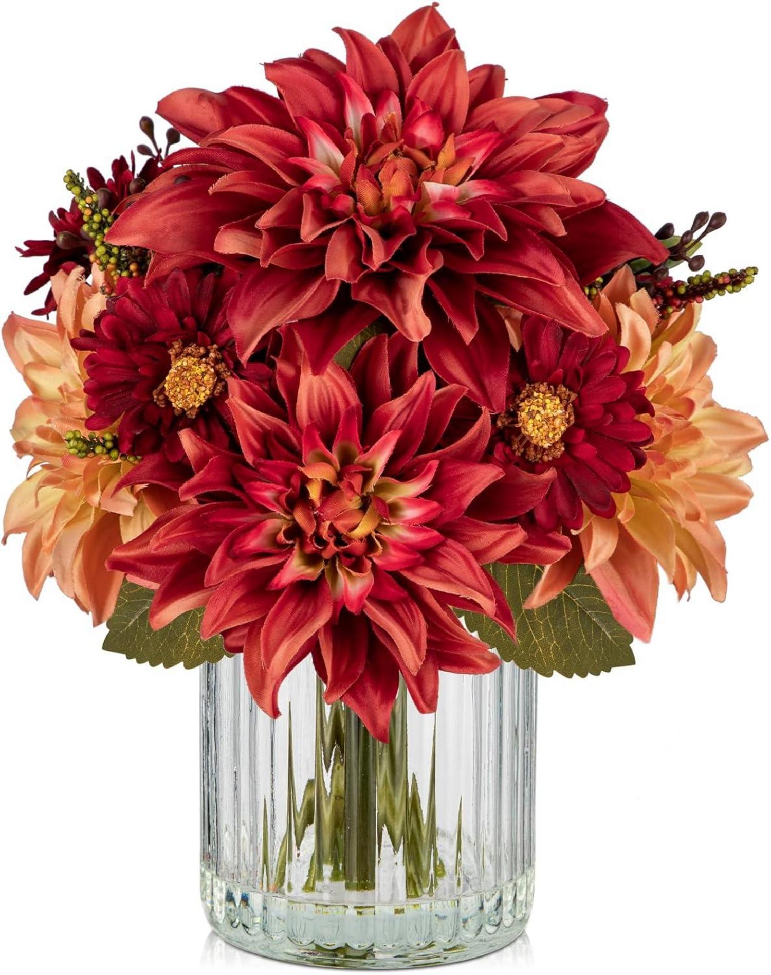Künstliche Dahlia Chrysantheme Blumengesteck Herbstdekoration 30 cm