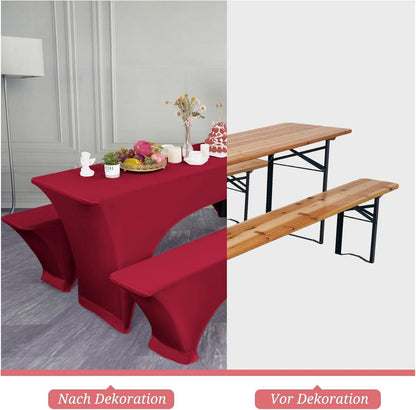 Elastische Biertischhussen Weinrot 3er-Set 220x50x70 cm