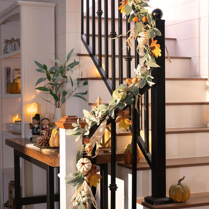 Herbstgirlande Kürbis Beeren Ahornblatt Türkranz 150cm