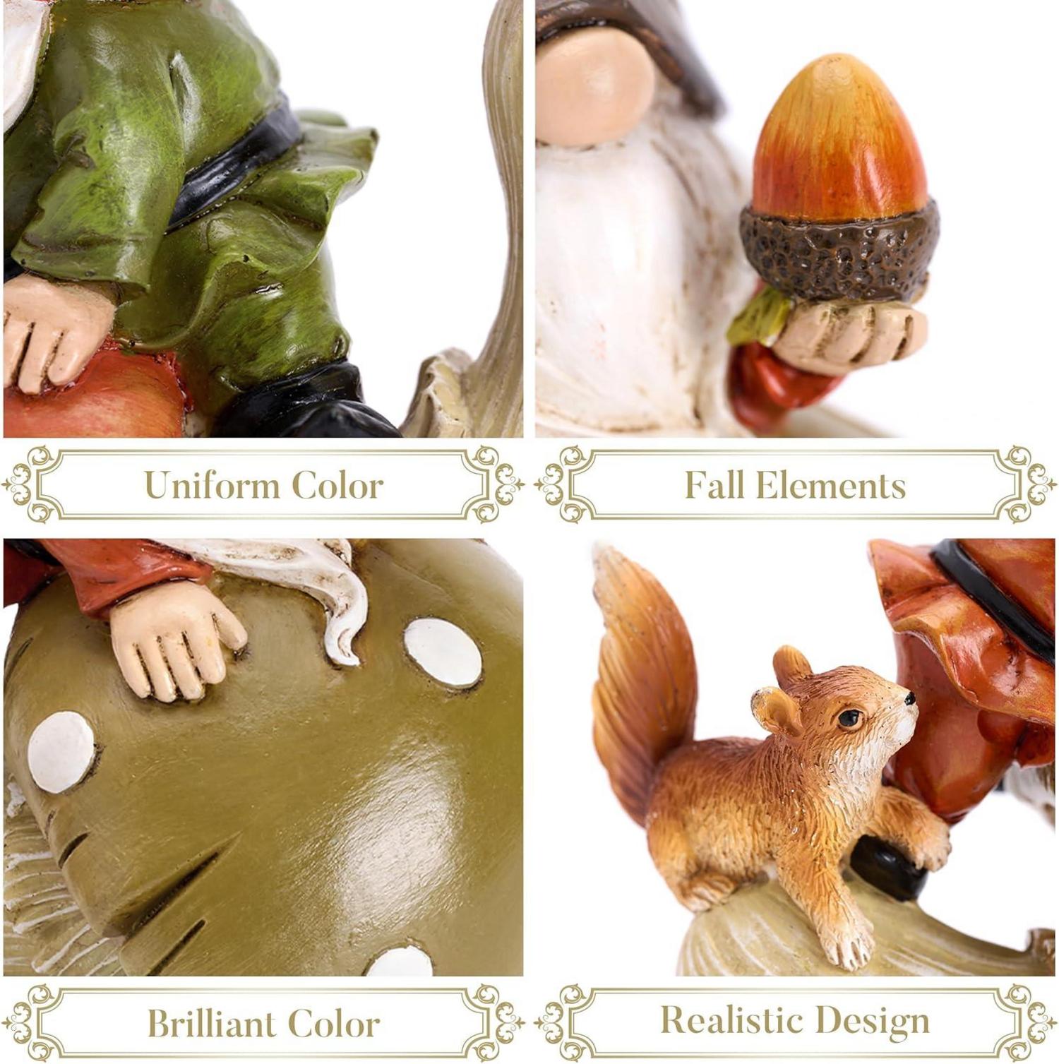 Herbstdeko Gartendeko Figuren Kunstharz Zwerge Pilze 11/13cm