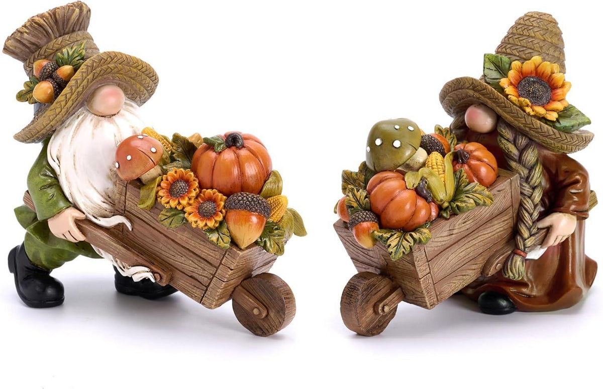 Herbstdeko Figuren Kunstharz Zwerge Kürbis Herbst Deko Tisch Fenster