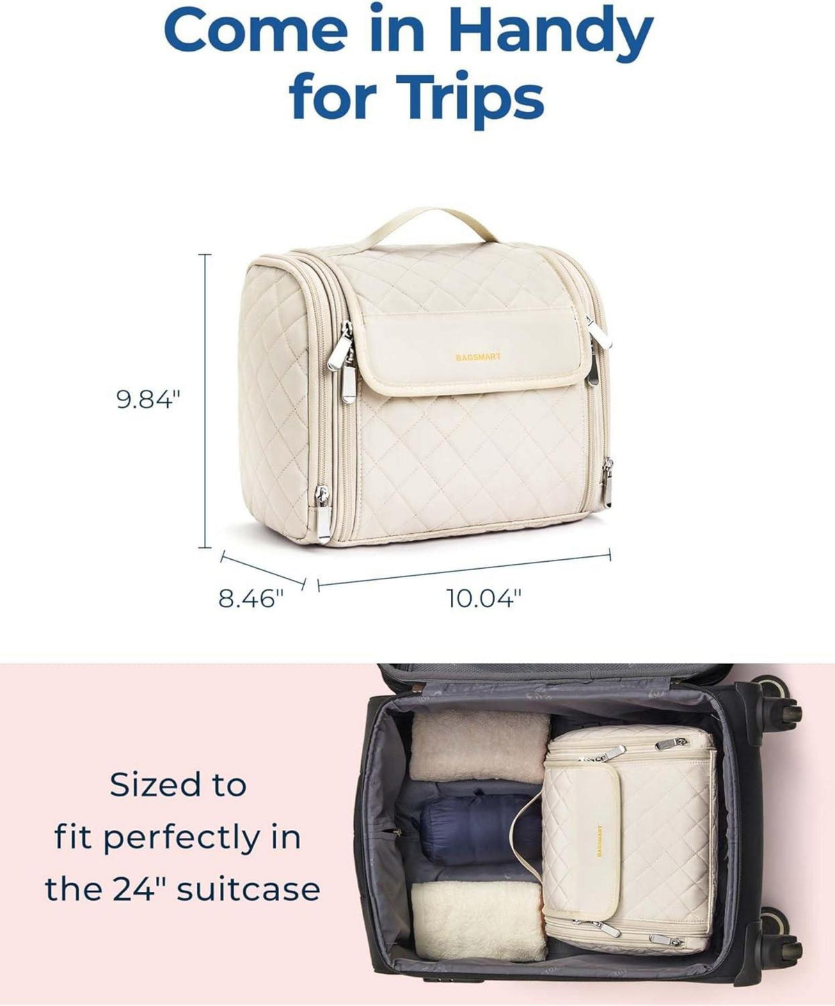 Make-Up Kulturbeutel Aufhängen Damen Kosmetiktasche Beige