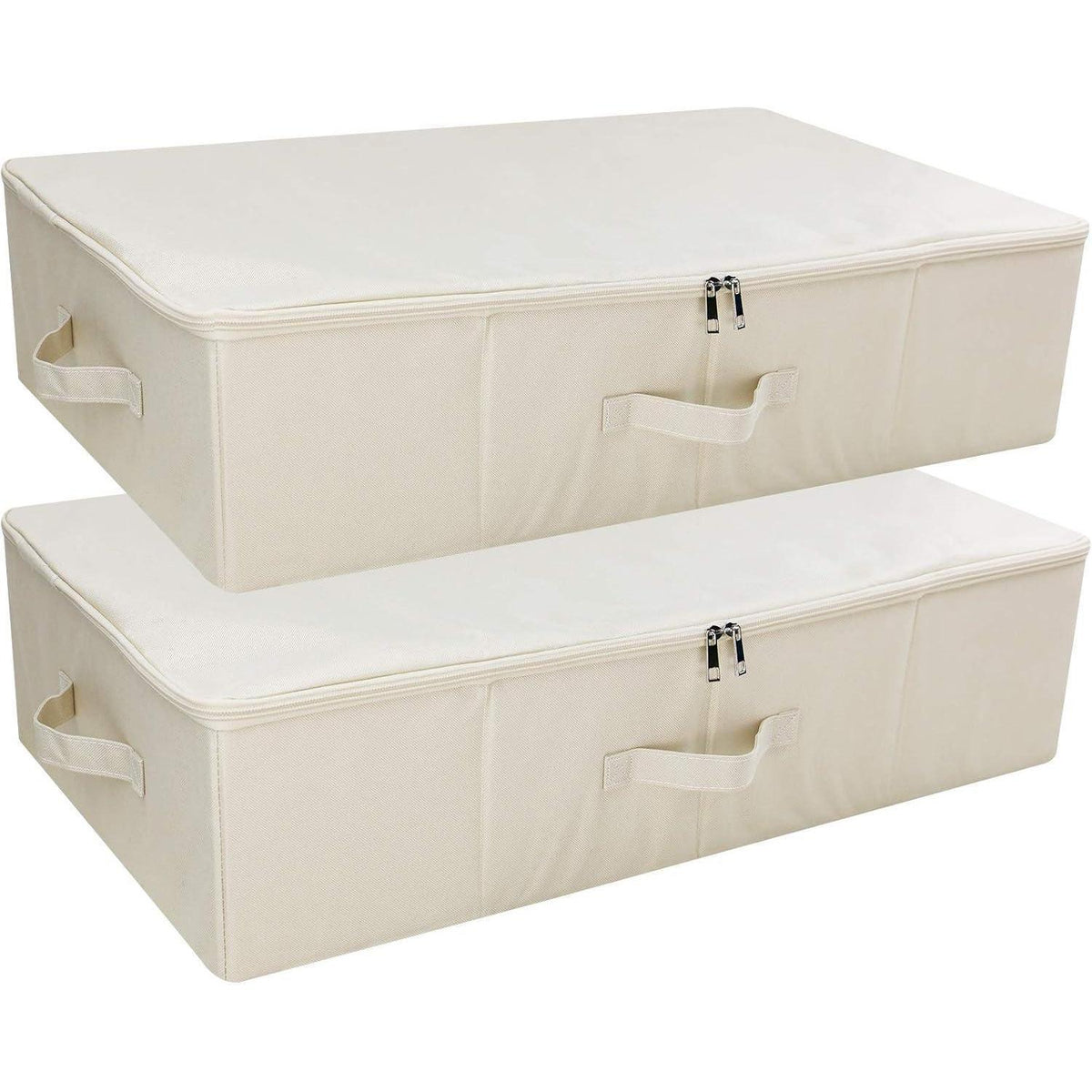 Faltbare Aufbewahrungsboxen mit Deckel, 2er-Pack, Beige
