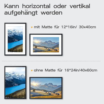 Bilderrahmen 40x60 Schwarz MDF Acrylglas Aufhängen