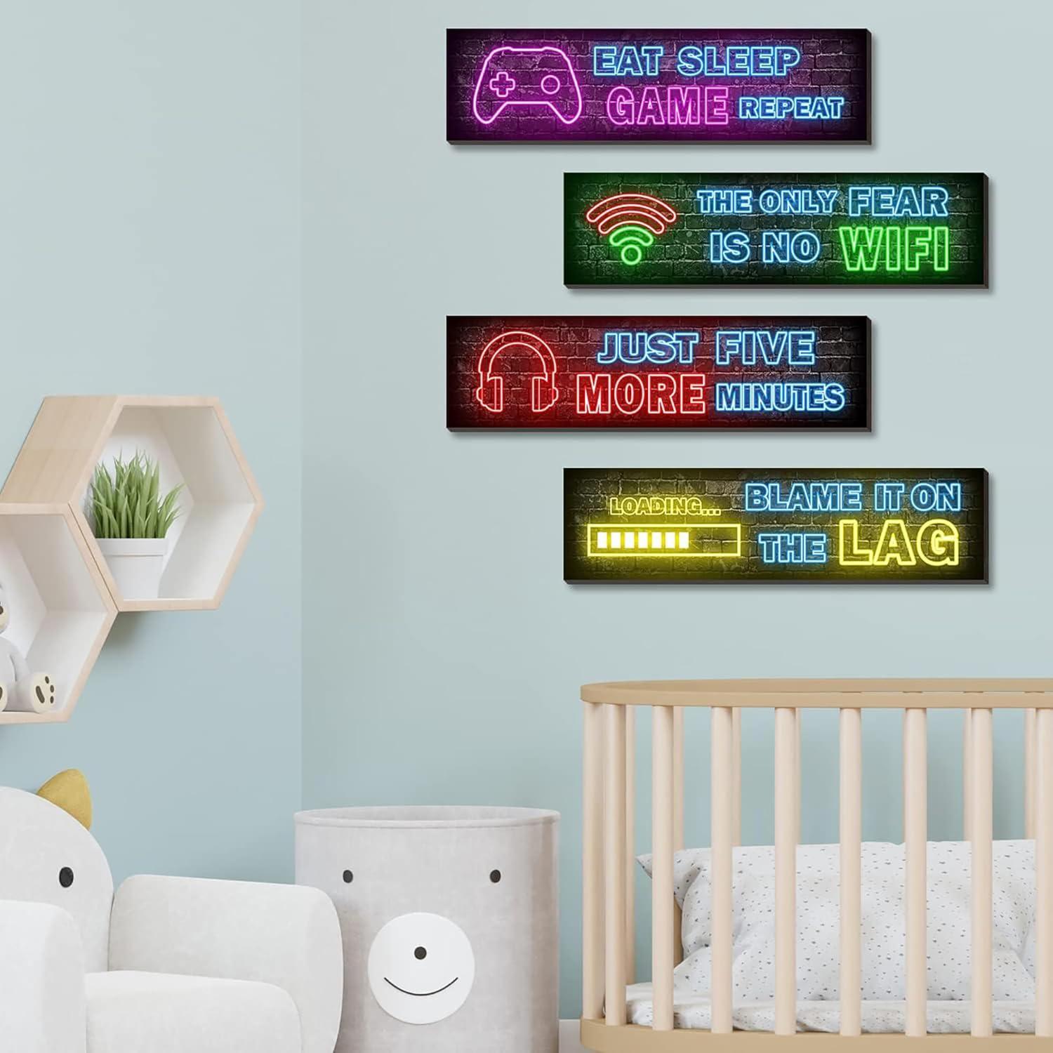 Neon Gaming Holzschilder Set für Playstation Zimmer Wandbilder