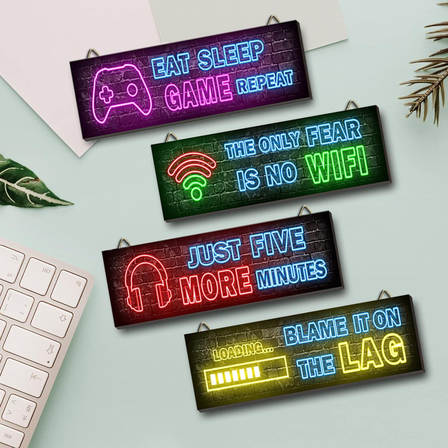 Neon Gaming Holzschilder Set für Playstation Zimmer Wandbilder