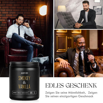 AOOVOO Duftkerze Rauch & Vanille im Glas 255g, 50 Std. Brenndauer