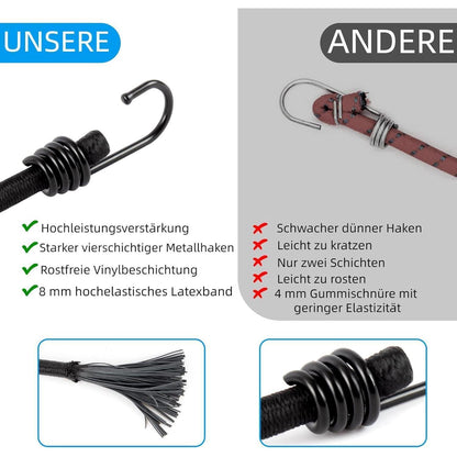 Spanngummis mit Haken – 10er Set, 45 cm, Robust & Vielseitig