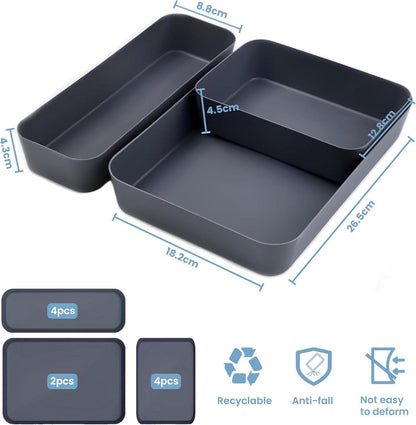 Bugucat Schubladen Organizer 10er Set Kunststoff Grau 3