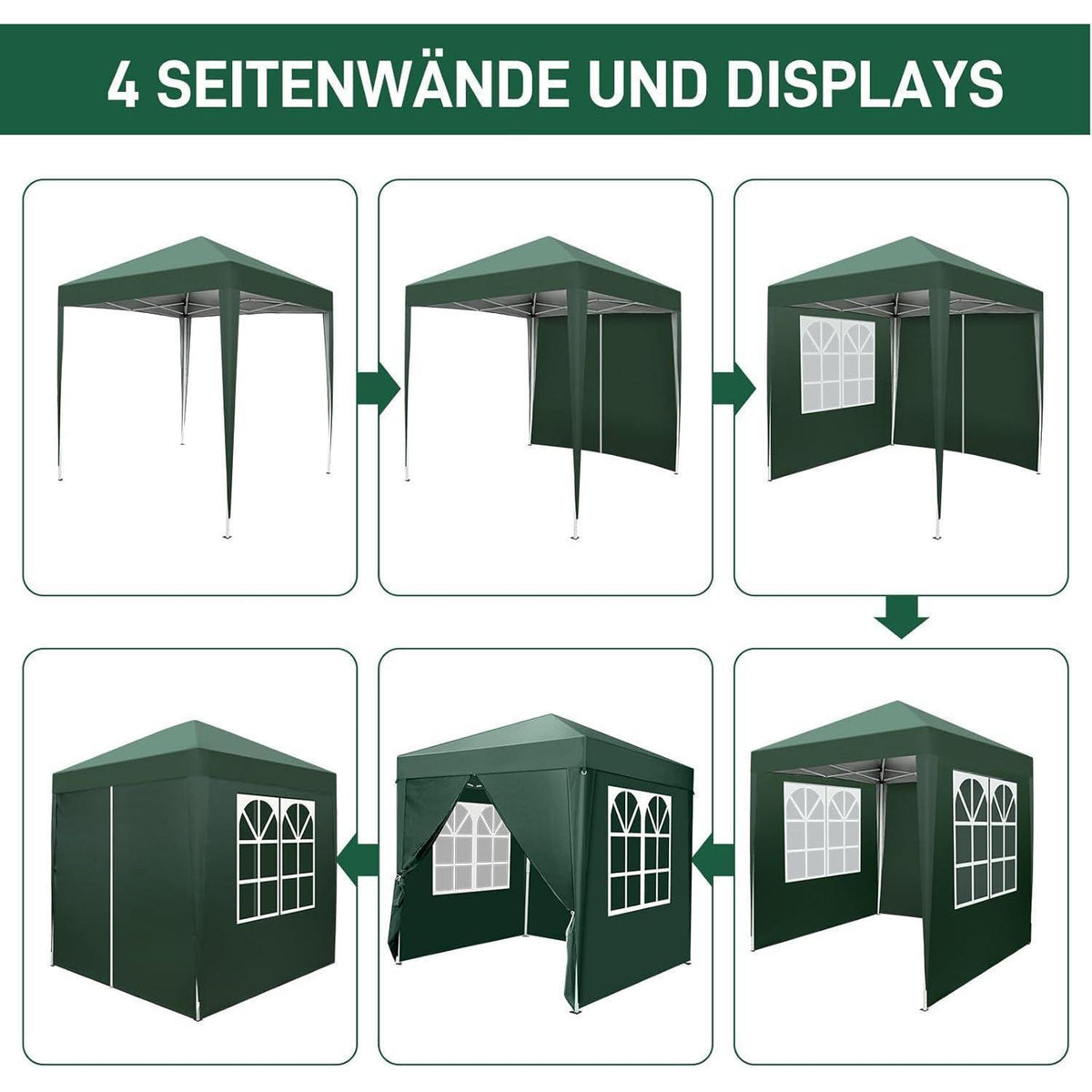 2x2m Faltpavillon mit Seitenteilen – UV-Schutz & Winddicht