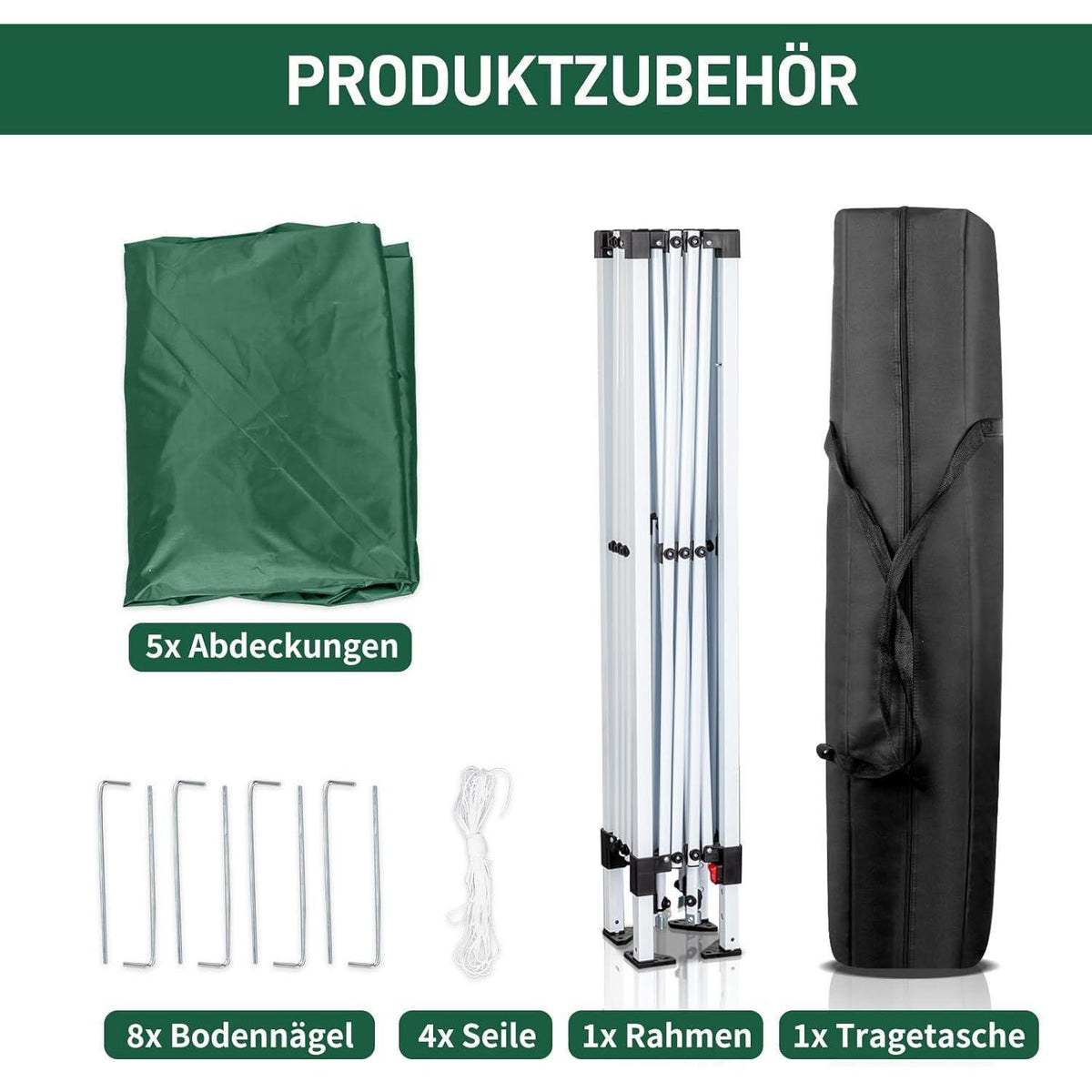 2x2m Faltpavillon mit Seitenteilen – UV-Schutz & Winddicht