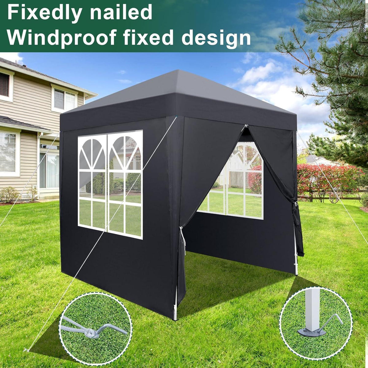2x2m Faltpavillon mit Seitenteilen – Winddicht & UV-Schutz