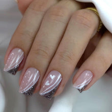 24 Stück Acryl Nägel Valentinstag French Rosa Glänzend Press