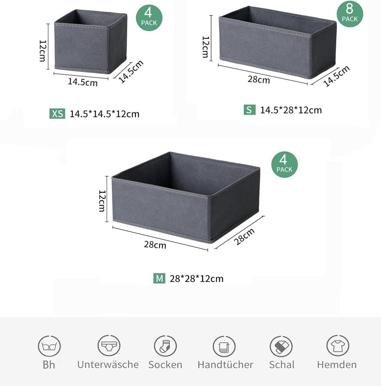 Hemnes Organizer 16-teilig faltbar waschbar grau