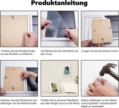 Kromapolis Kinderbilderrahmen A4 Schwarz 2er Set Acrylglas Wandmontage