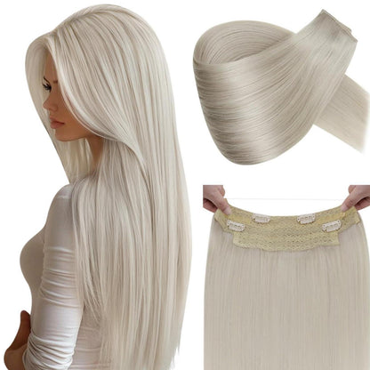 Echthaar Verlängerung mit Draht, Platinblond, 40cm