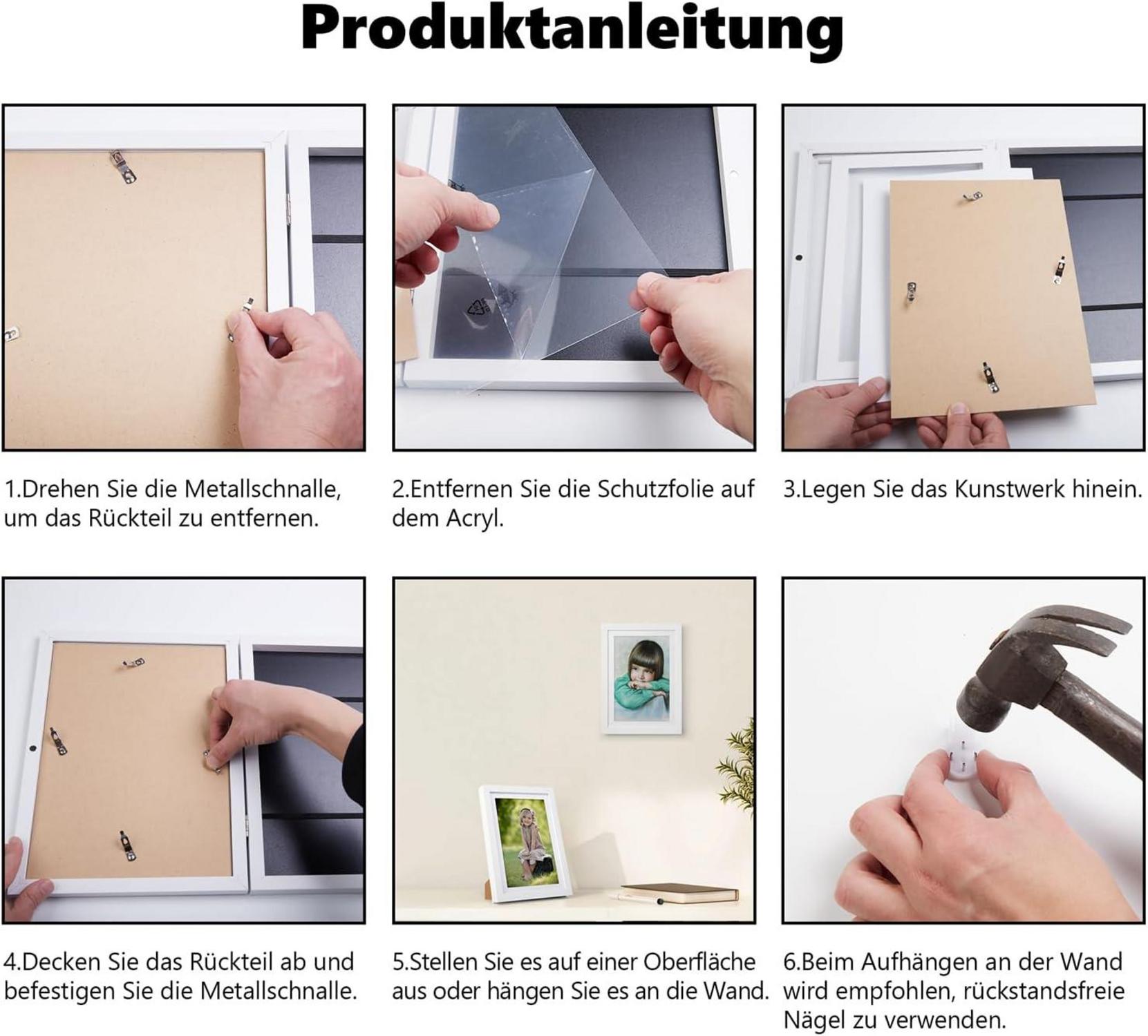 Kinderbilderrahmen A4 Weiß 2 Stück umweltfreundliches MDF-Material