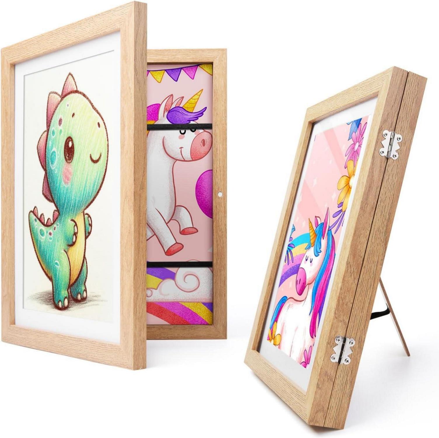 Kinderbilderrahmen A4 Acrylglas Holzfarben 2er Set