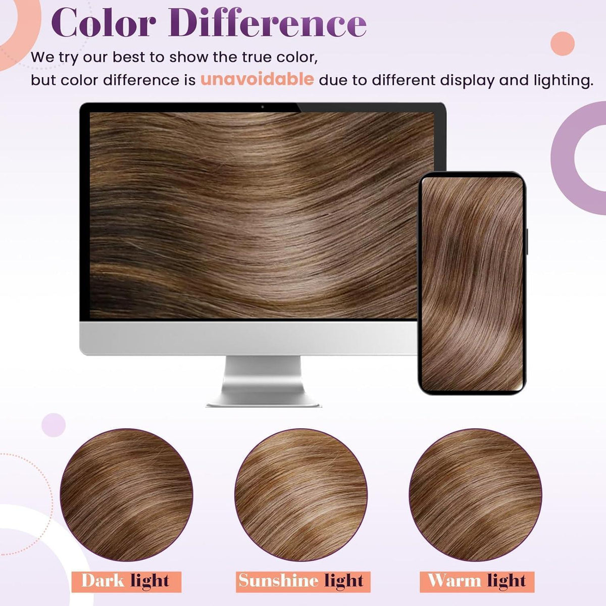 Echthaar Verlängerung Draht Ombre Braun 45cm