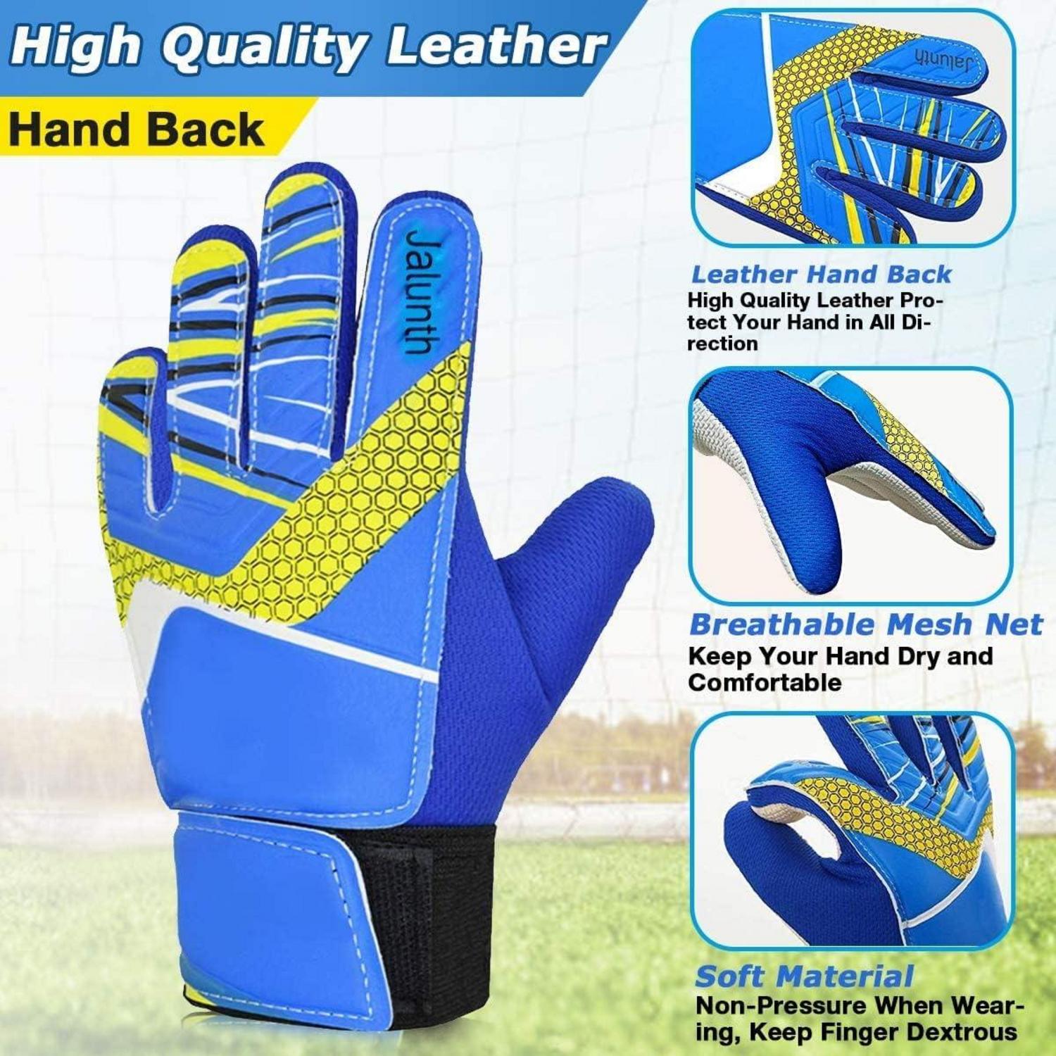 Torwarthandschuhe Fußball Latex Handfläche Blau-Gelb Junior