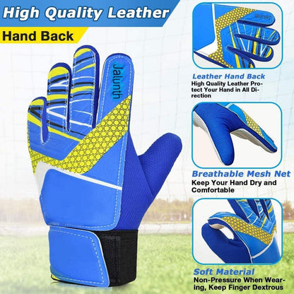 Torwarthandschuhe Fußball Latex Handfläche Blau-Gelb Junior