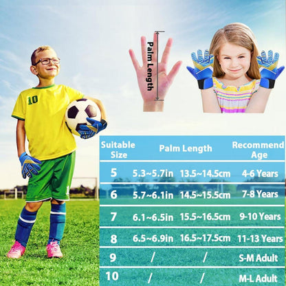 Kinder Torwarthandschuhe Fussball Trainingshandschuhe rutschfest Blau-Gelb 5