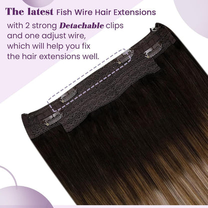 Ombre Braun Echthaar Haarverlängerung mit Draht – 35cm