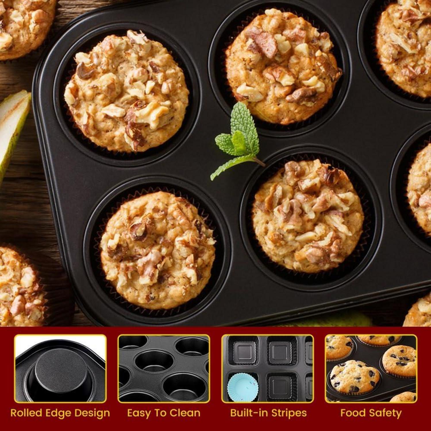 Bugucat Brownie Muffinform Set 2er-Pack, Antihaftbeschichtet, Cupcake Kuchen Backform