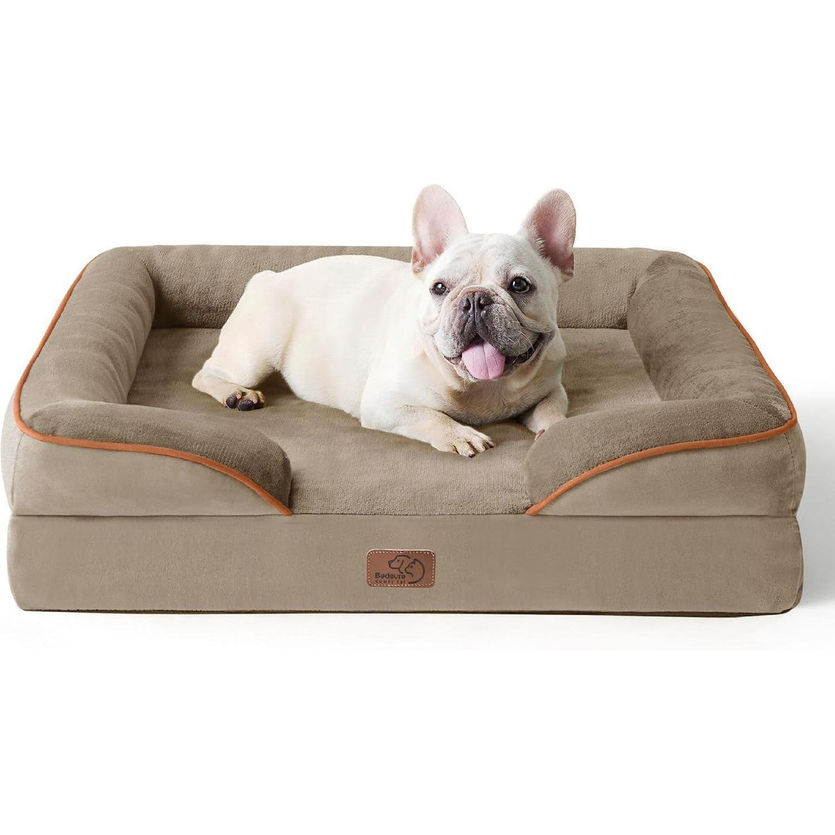 Orthopädisches Hundebett mit hohem Rand, 71x58 cm, Haselnussbraun