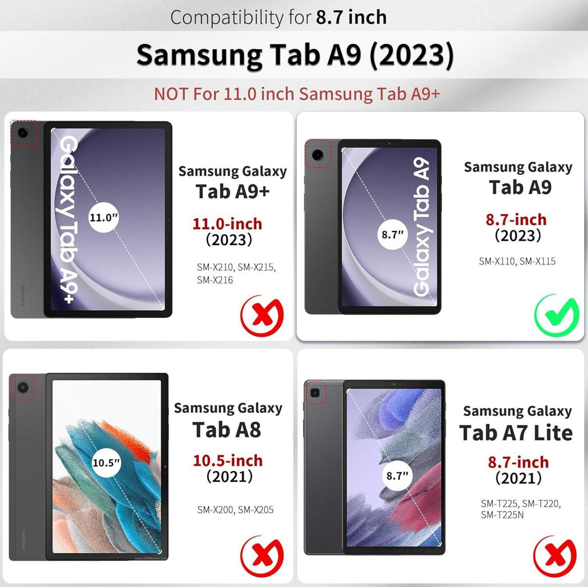 EasyAcc Samsung Galaxy Tab A9 8.7 Zoll 2023 Hülle PU Leder