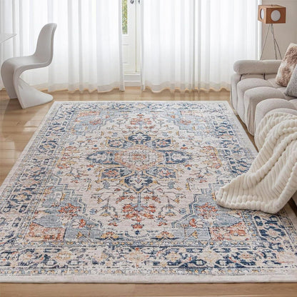 Waschbarer Teppich Vintage Kurzflor 80x150CM Mehrfarbig