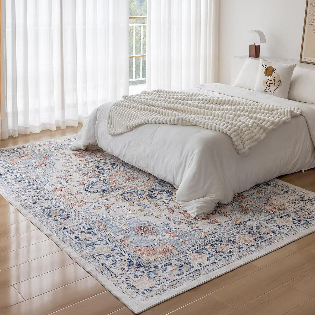 Waschbarer Teppich Wohnzimmer 80x150CM Vintage Kurzflor Mehrfarbig