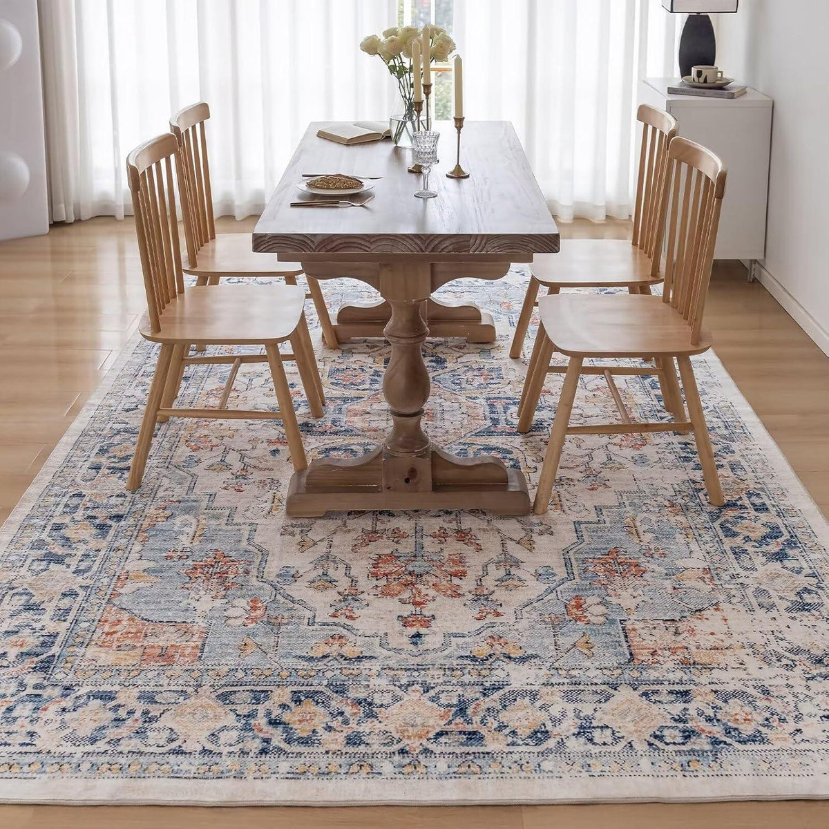 CHOSHOME Waschbarer Teppich Vintage 80x150CM Schlafzimmer Wohnzimmer