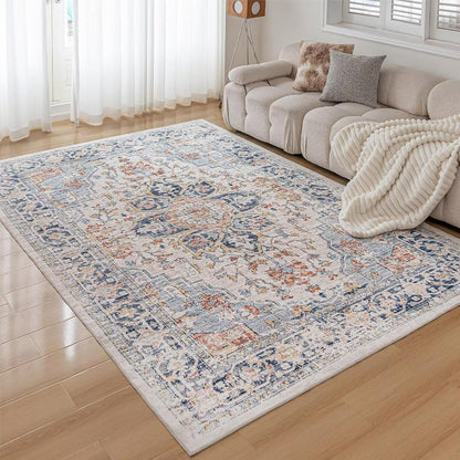 Waschbarer Teppich 80x150CM Vintage Kurzflor Weich Rutschfest